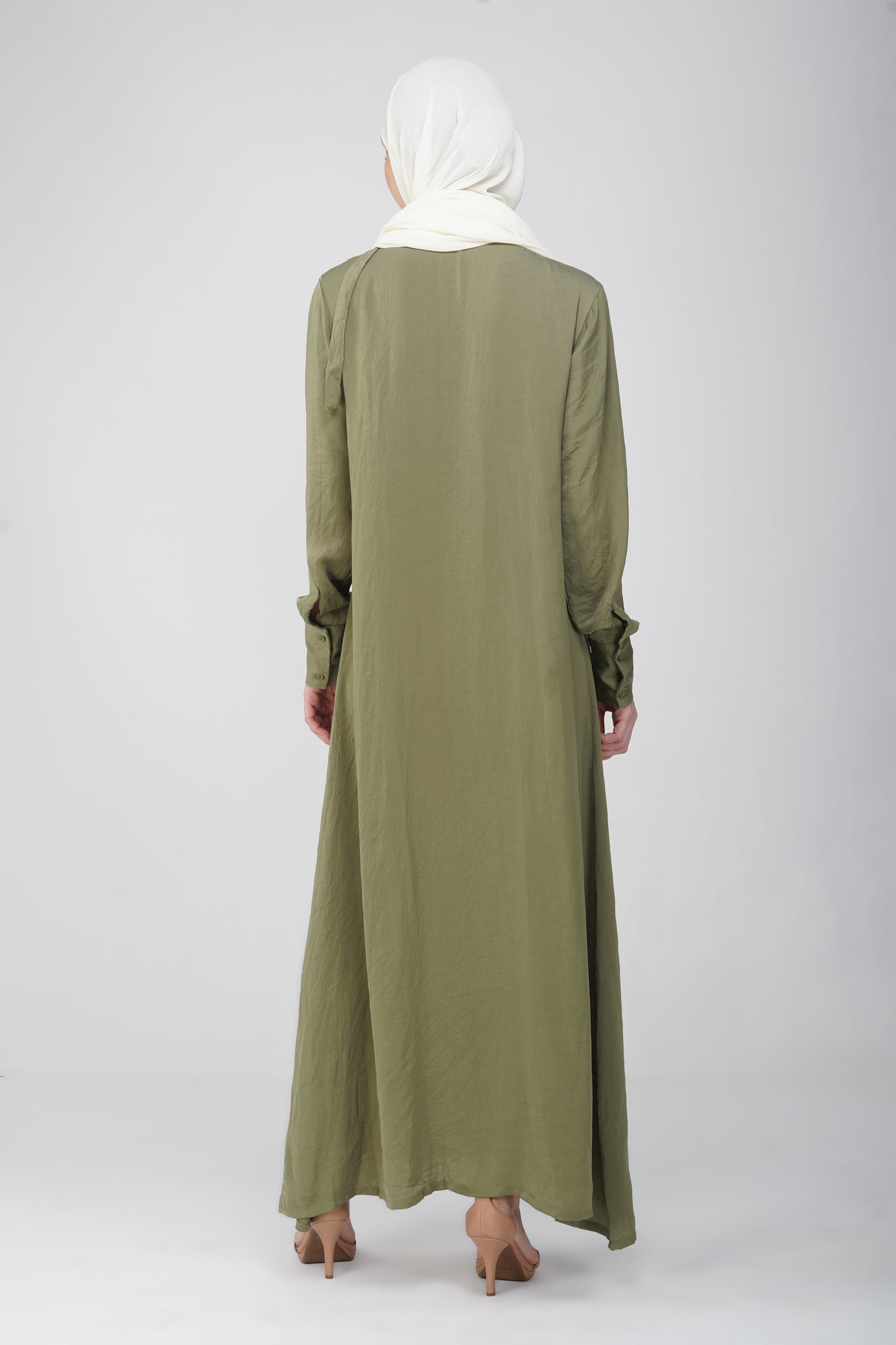 Olive green solid maxi dress
