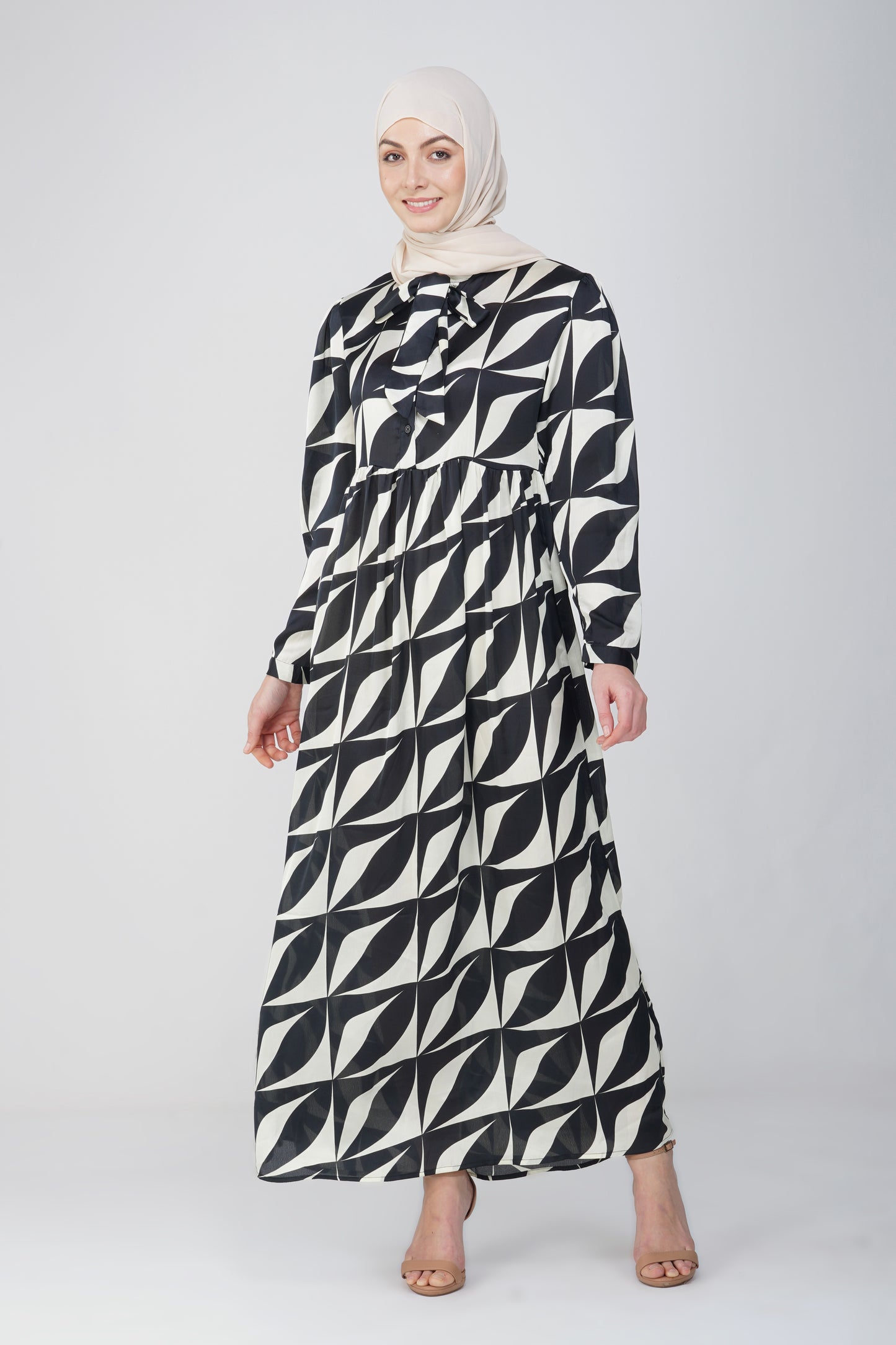 Black and white abstract maxi dress