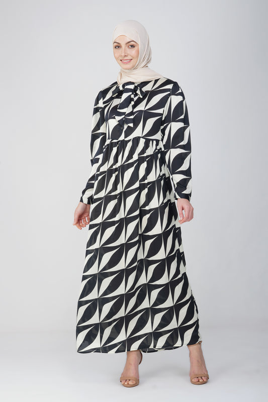 Noir wave maxi dress
