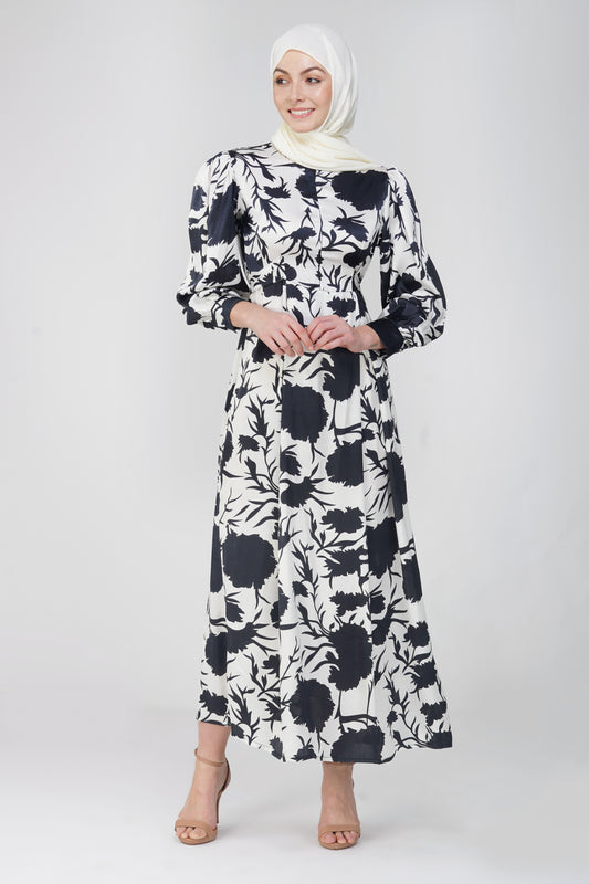 Ink Leaf maxi dress