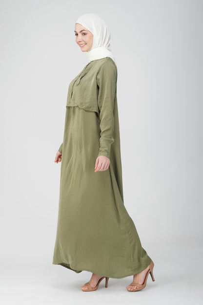 Olive green solid maxi dress