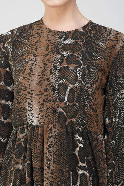 Brown snake print maxi dress