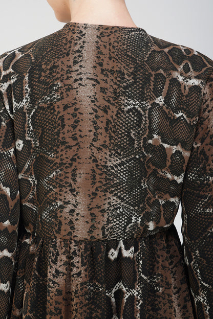 Brown snake print maxi dress