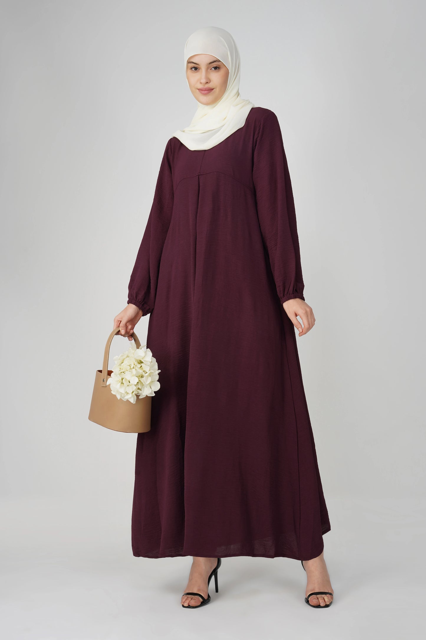 Maroon Solid Maxi Dress