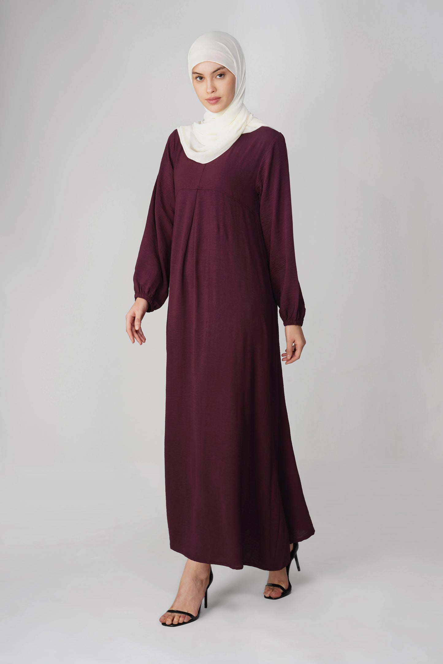 Maroon Solid Maxi Dress