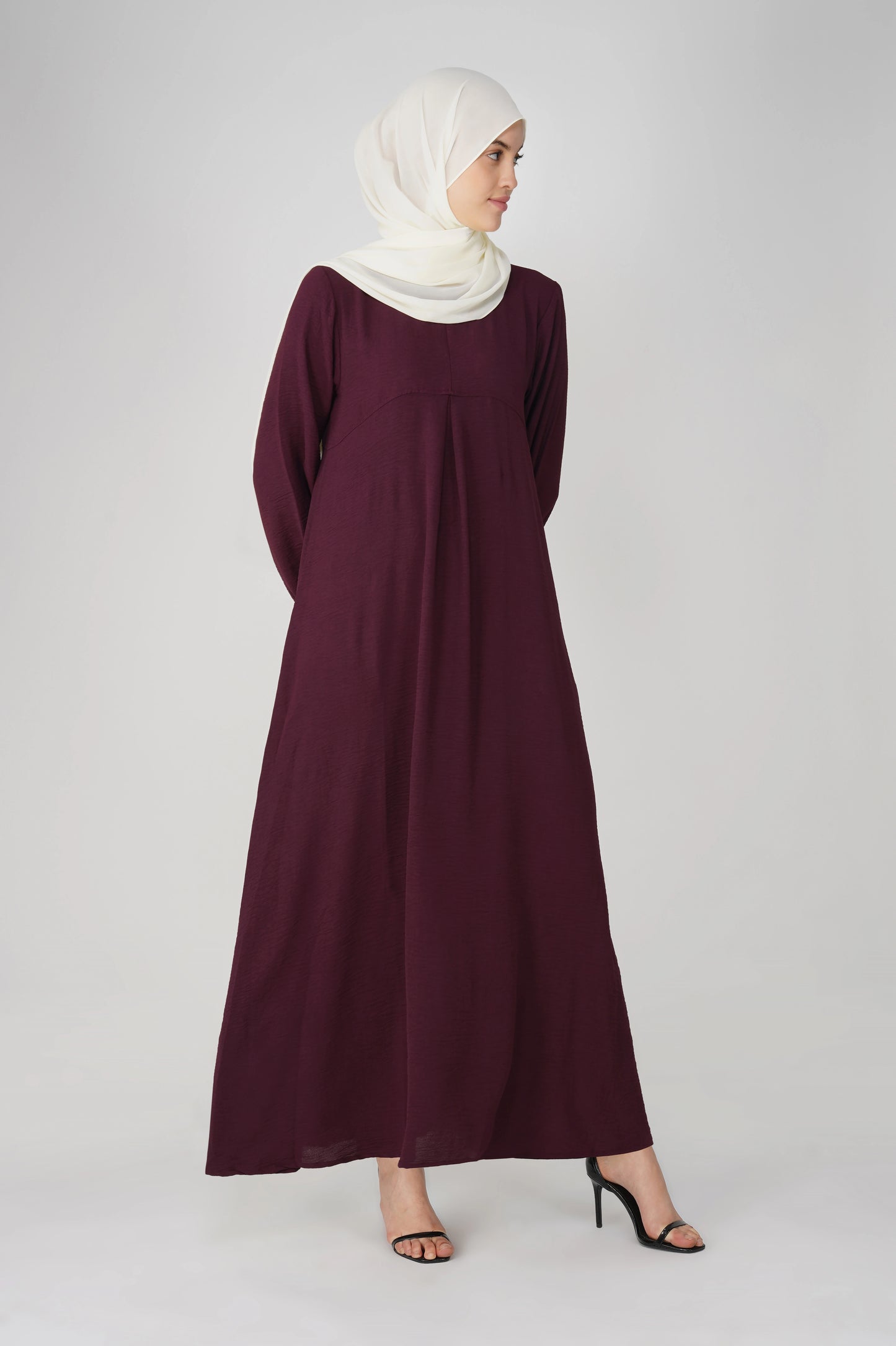 Maroon Solid Maxi Dress