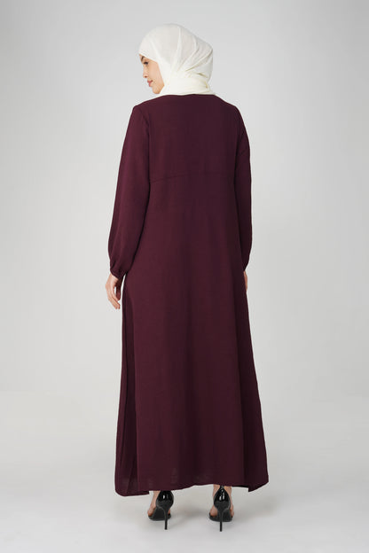 Maroon Solid Maxi Dress