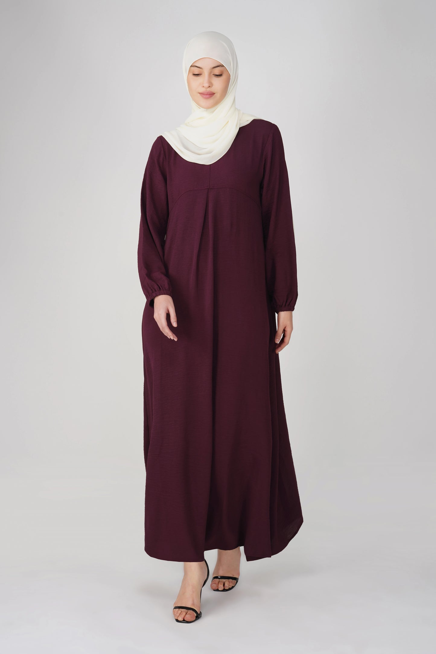 Maroon Solid Maxi Dress