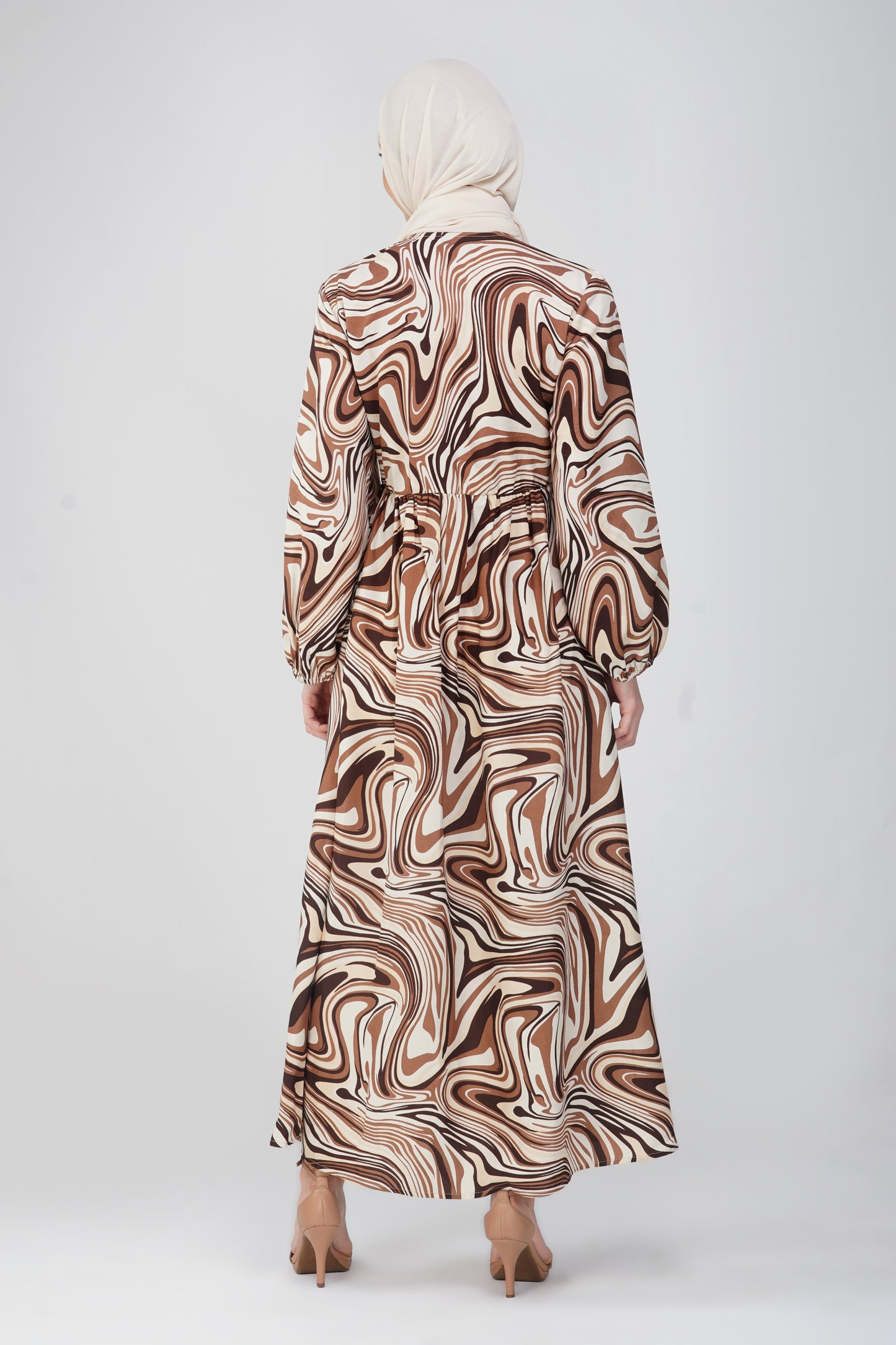 Brown marble maxi dress