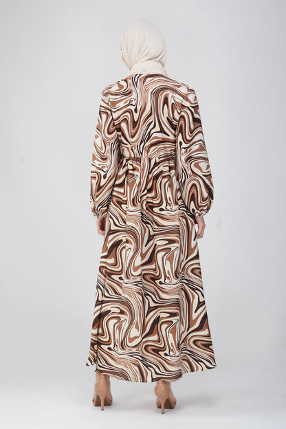 Brown marble maxi dress