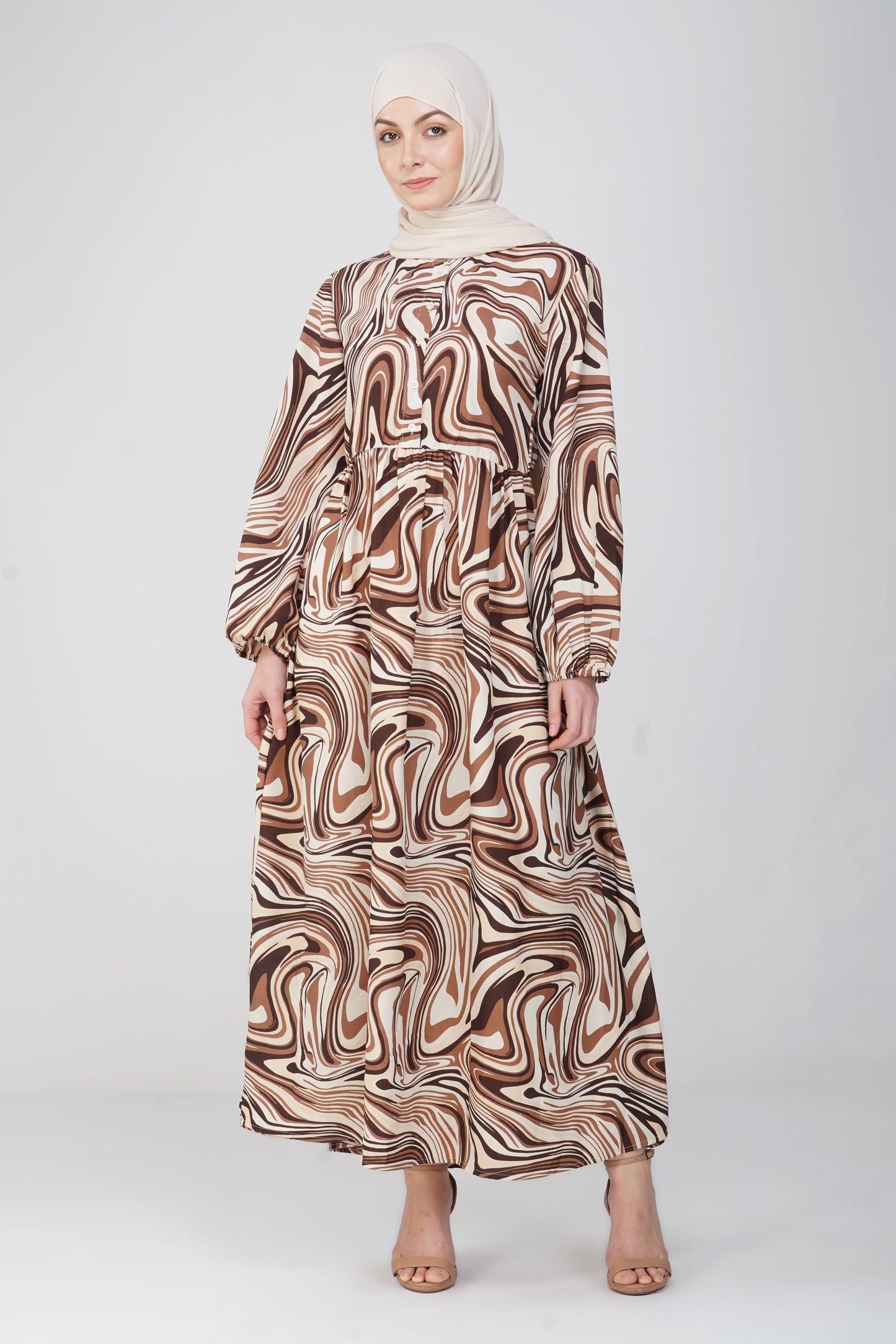 Brown marble maxi dress