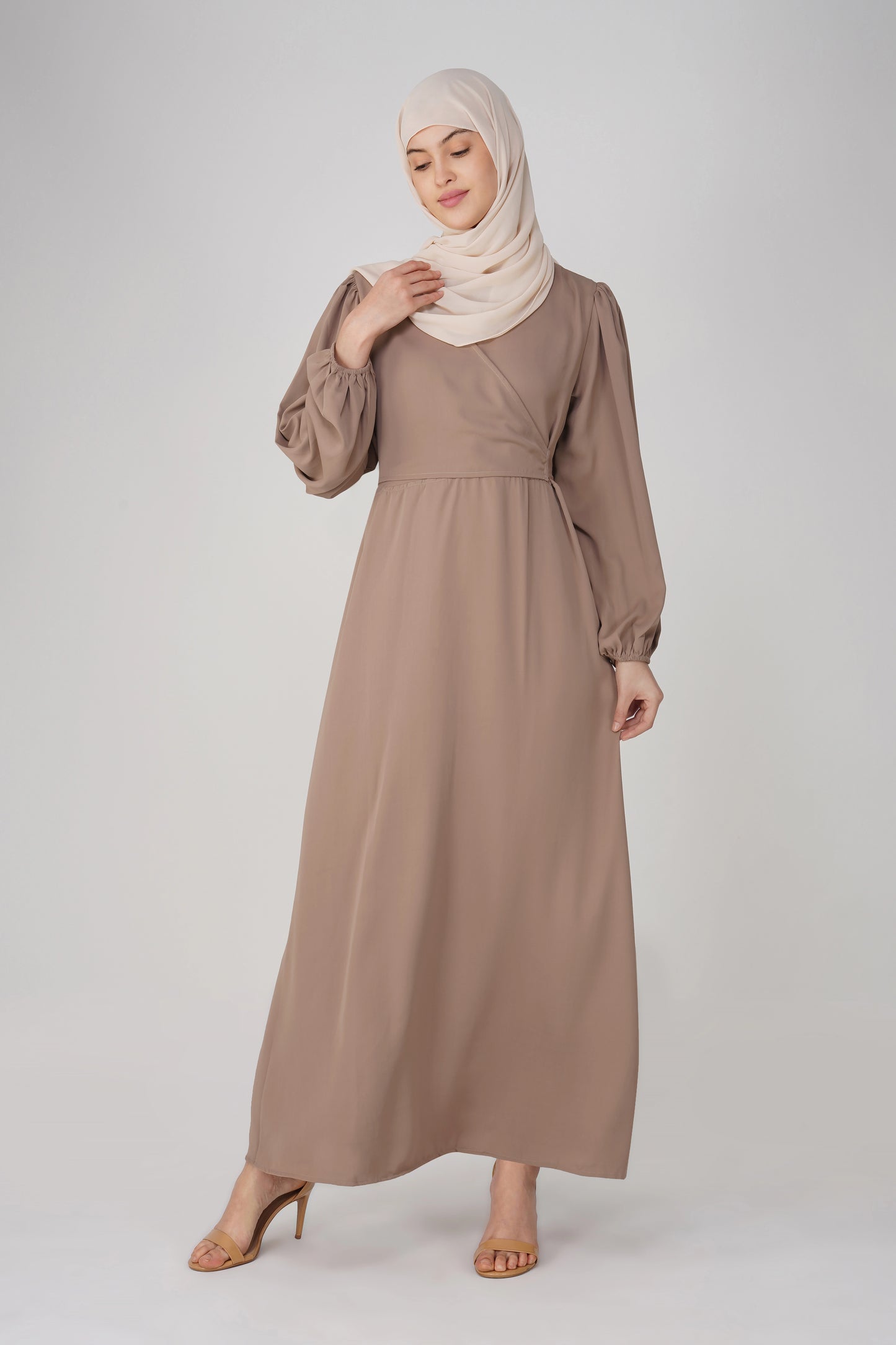 Brown Solid Maxi Dress