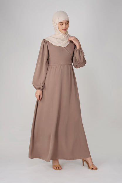 Brown Solid Maxi Dress