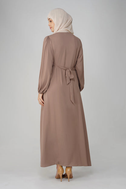 Brown Solid Maxi Dress