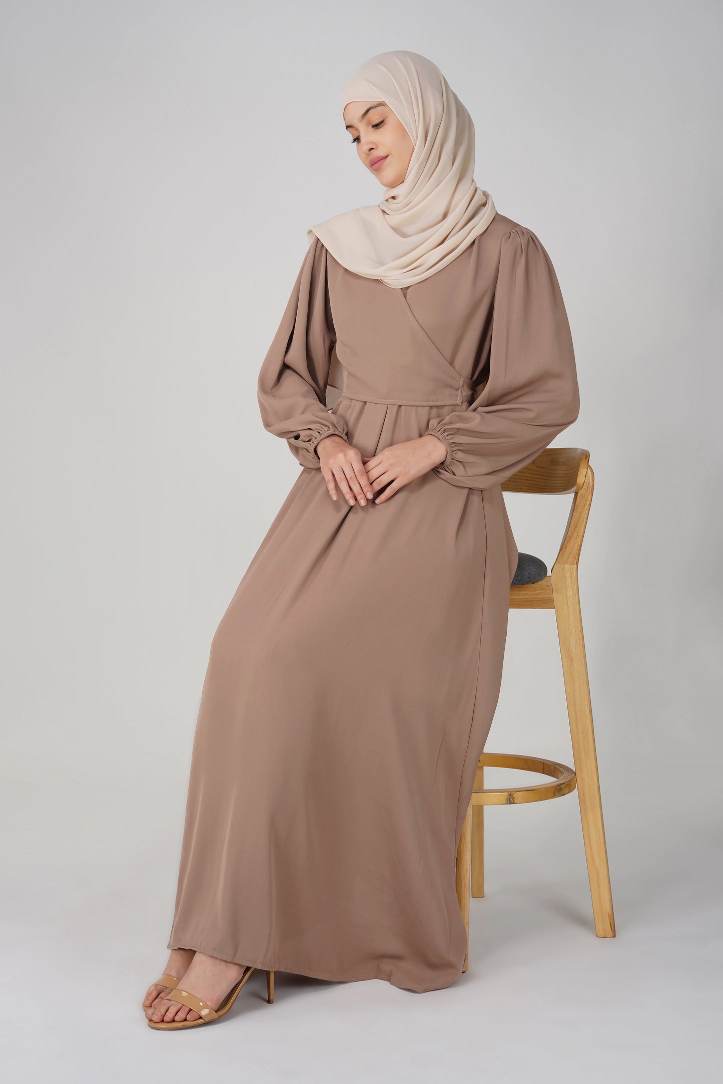 Brown Solid Maxi Dress