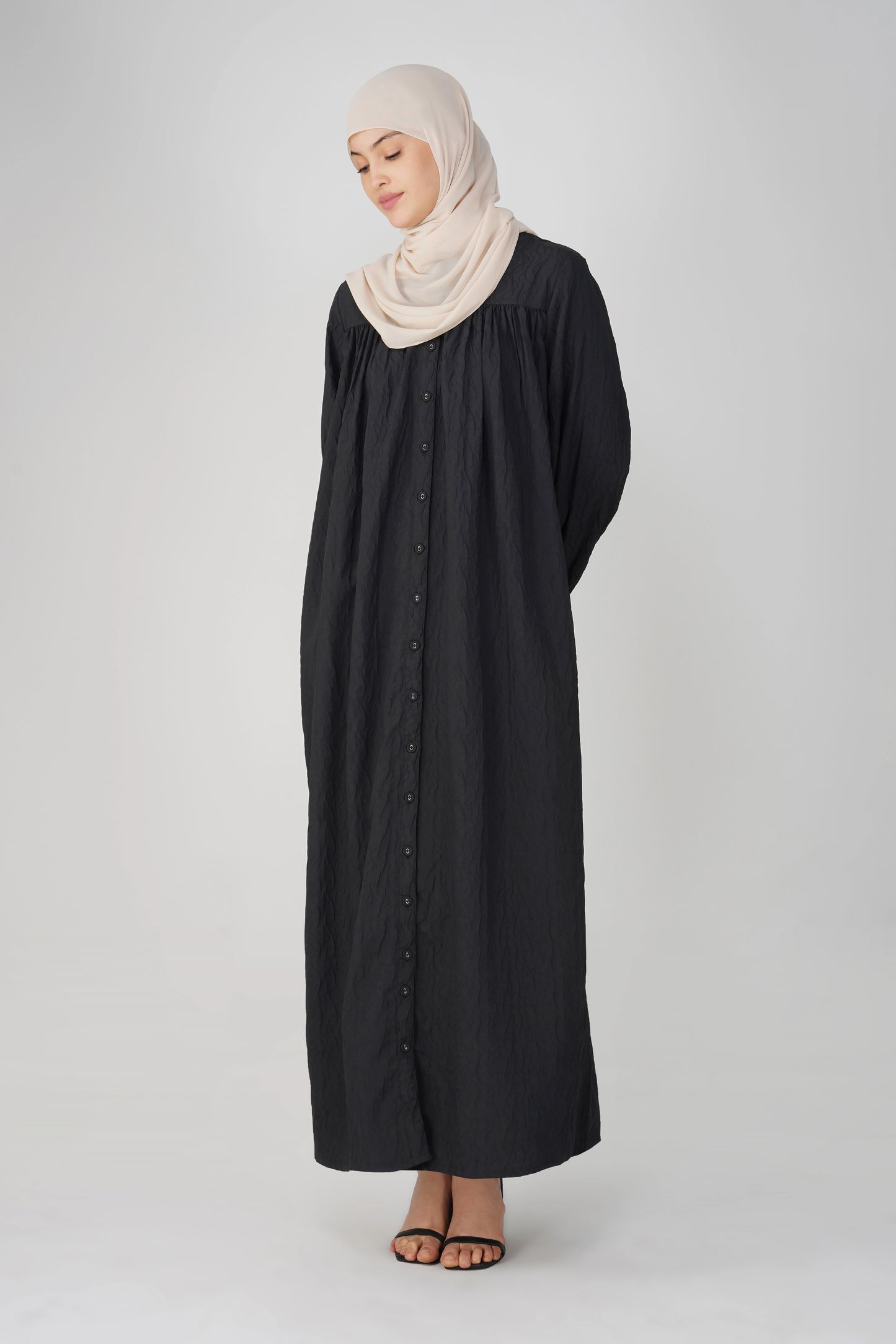 Black Textured Maxi Dress