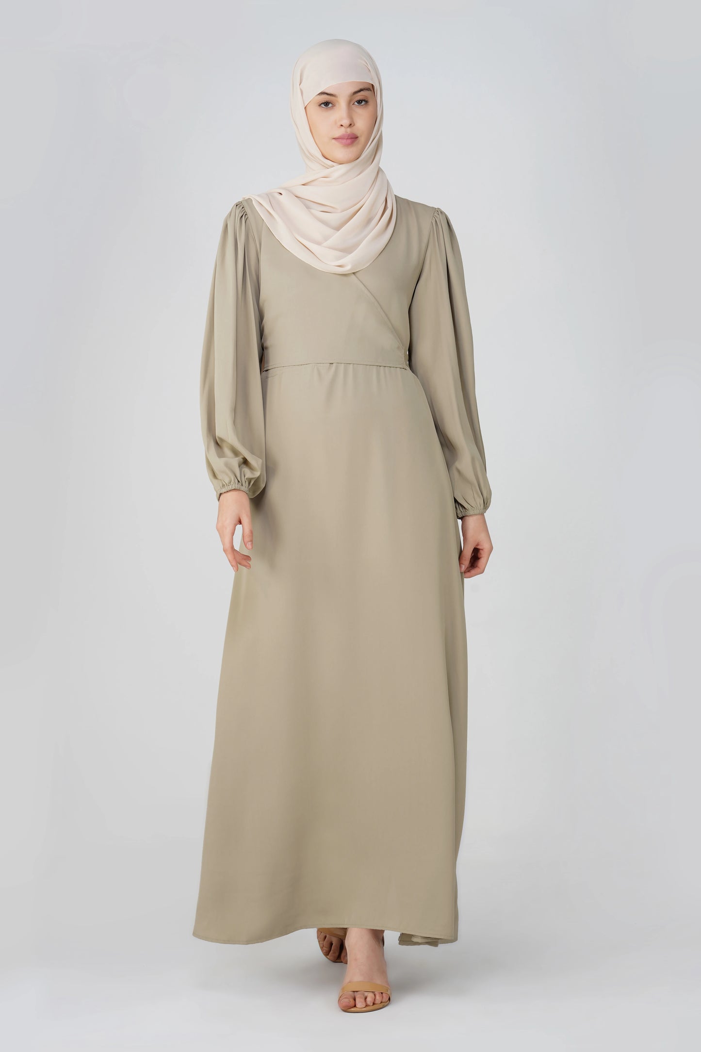 Beige Solid Maxi Dress