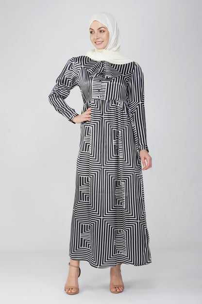 Square geometric maxi dress