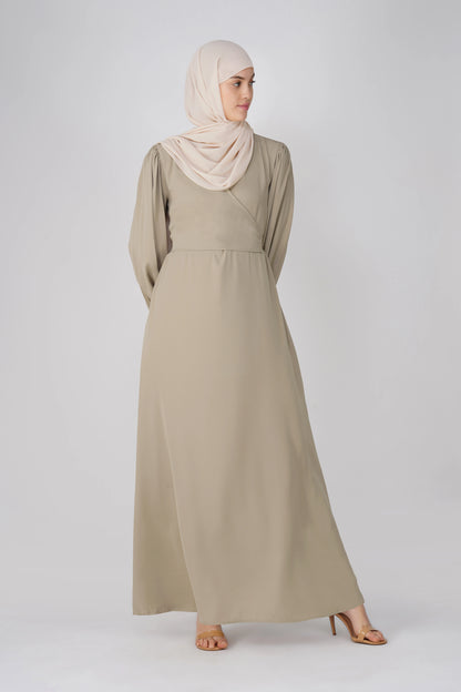 Beige Solid Maxi Dress