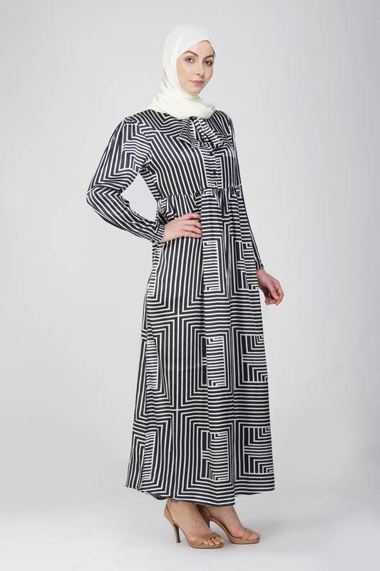 Square geometric maxi dress