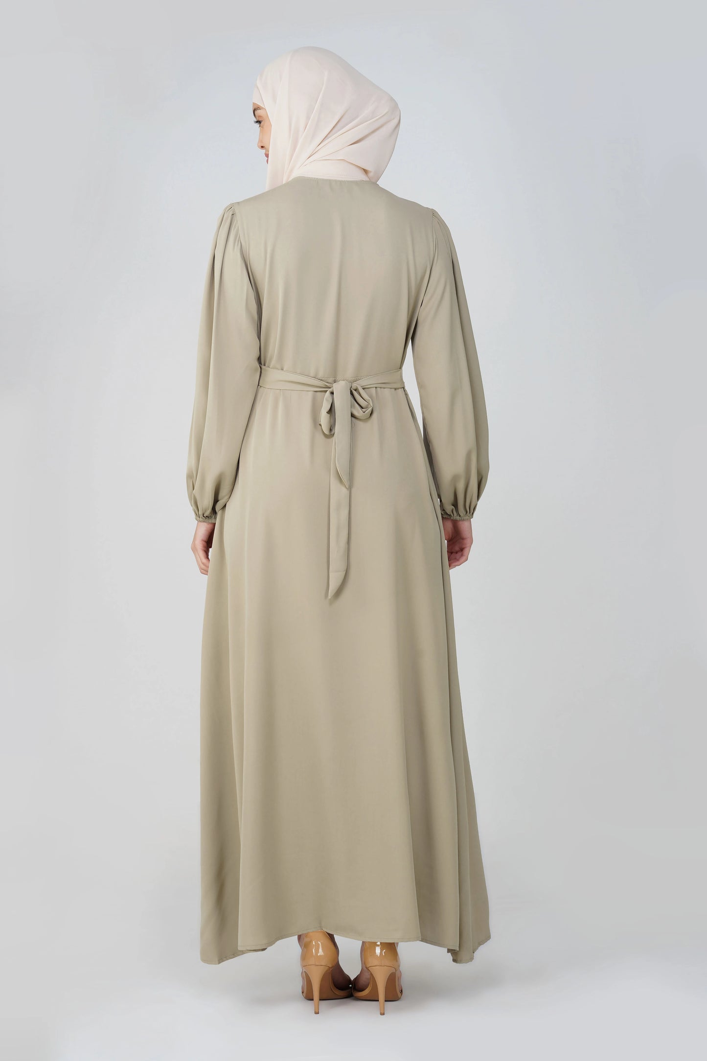 Beige Solid Maxi Dress